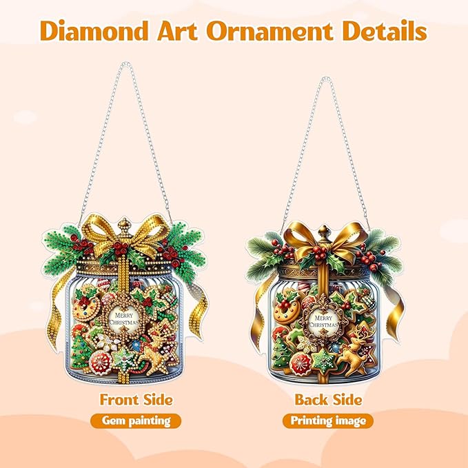 GHHKUD Hanging Diamond Art Christmas Pendants Kits, DIY Hanging Decoration Double Sided Bottle Gifts Diamond Pinting Ornaments for Adults Kids Gifts for Home Decor