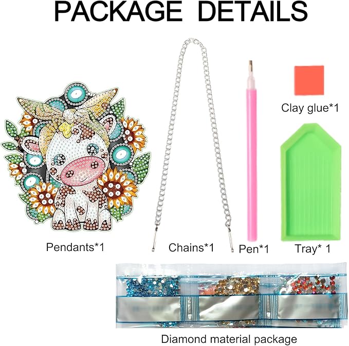 AiYuanzsh Sunflower Cow Diamond Painting Hanging Kit, DIY 5D Crystal Acrylic Pendant Ornament, Diamond Art Hanging for Adults, Window, Wall and Home Decoration, Handmade Cute Art Gift