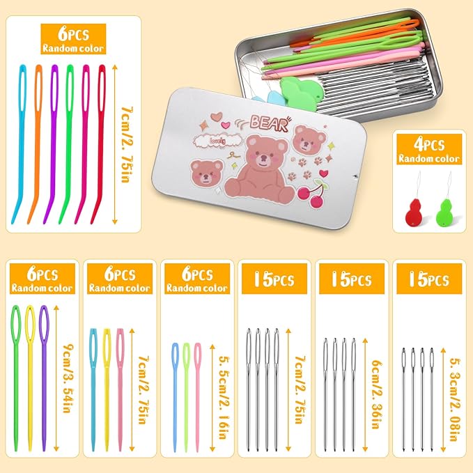 UOOU 73 Pcs Yarn Needles Set, Tapestry Needle, Darning Needles for Yarn, Yarn Needles Large Eye, Plastic Needles for Yarn, Knitting, Crocheting and Sewing