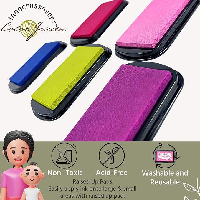 Washable Ink Pad, Stamps for Kids, Kids Crafts, Paw Print Kit, Baby Footprint Kit, Stamp Pads on Scrapbooking, Fingerprint Ink Pad, Easy to Wash Off Skin | Large | Safe Non-Toxic (Seaweed)