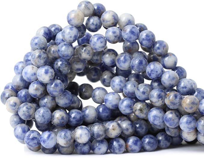 cheavian 45pcs 8mm natural blue white sodalite gemstone round loose beads for jewelry making 1 strand 15"