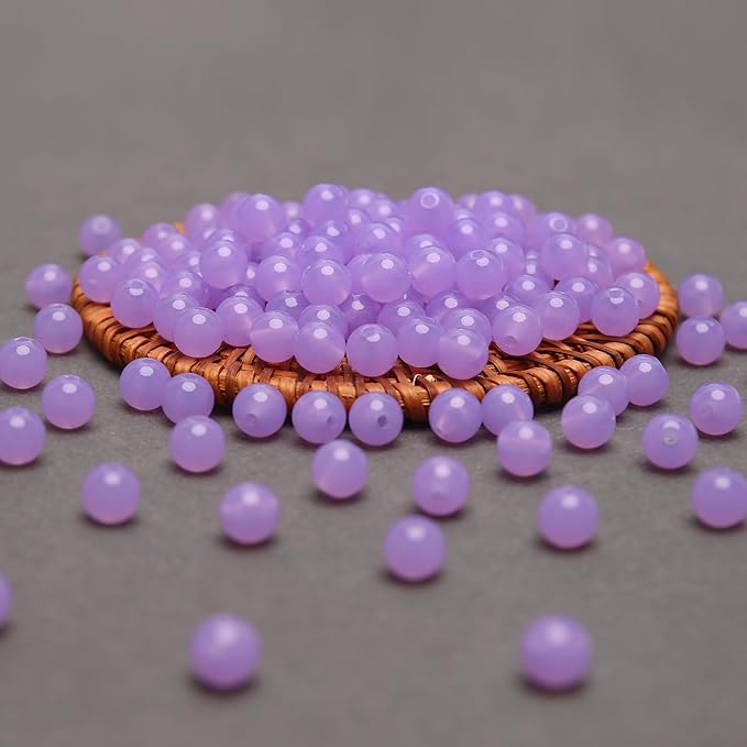 bonny boxx 1000pcs 6mm jelly light purple acrylic round beads, smooth transparent acrylic balls, plastic resin gumball bubblegum chunky beads for necklace & bracelet making, crafting supplies