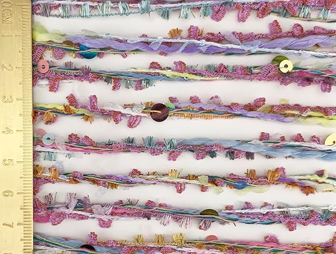 Artisanal Yarn Collection Multifiber Fancy Yarn with Colorful Sequins for Knitting Crocheting Crafts DIY, Set of 3 Rolls (Fairy Tale)