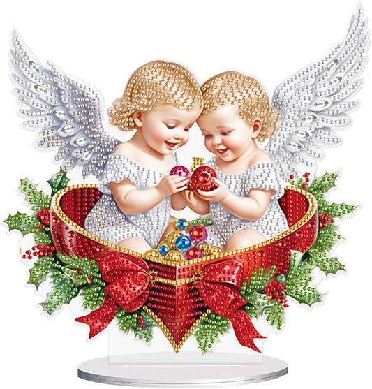Christmas Diamond Painting Kits Tabletop decoration, DIY Angel, 5D Diamond Art Home Ornament By Number Mosaic Arts Crafts For Home Office acrylic Tabletop Decor for Xmas Home Decor, New Year Gift