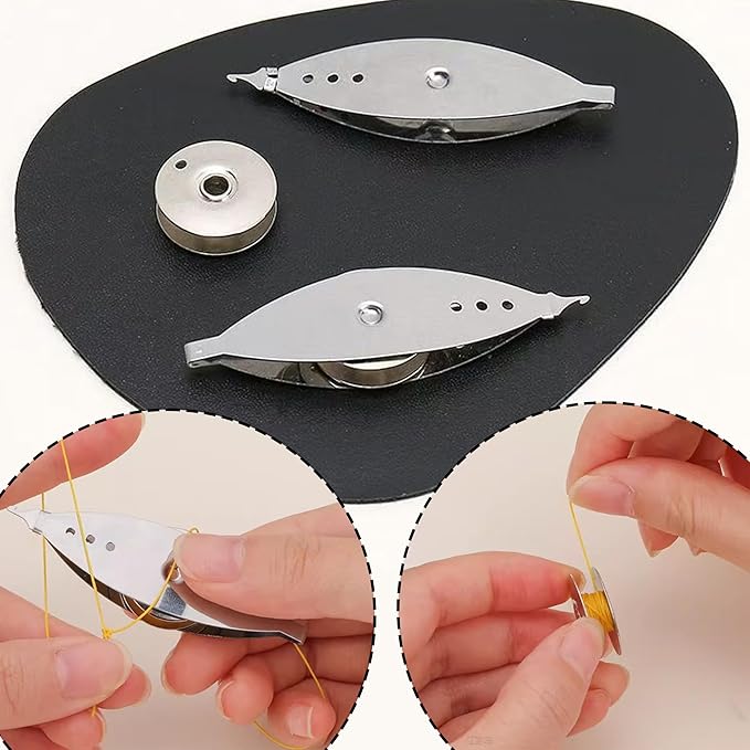 New 3Pcs Silver Metal Tatting Shuttle Kit for Beginners with Bobbin Supplies, Premium Iron Needle Shuttles for Household Knitting, DIY Vintage Lace Making Craft Projects and Sewing Accessories