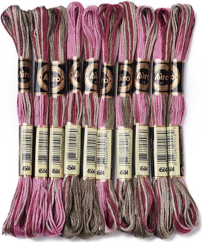 6 Strands Cross Stitch Threads Embroidery Floss Thread Bulk Purple Variegated Friendship Bracelet String Polyester Threads for Jewelry Making Sewing Cross Stitch Craft Knitting DIY Supplies
