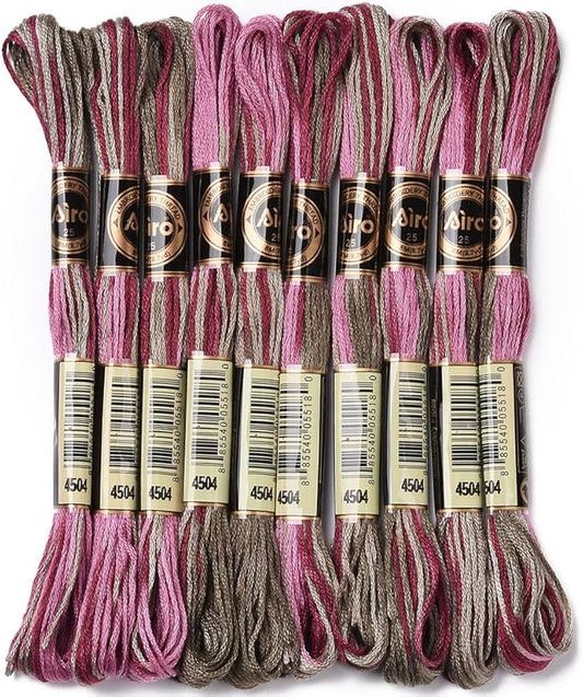 6 Strands Cross Stitch Threads Embroidery Floss Thread Bulk Purple Variegated Friendship Bracelet String Polyester Threads for Jewelry Making Sewing Cross Stitch Craft Knitting DIY Supplies
