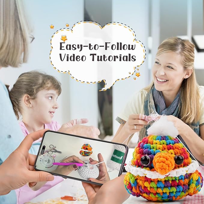 Vanttokeey Crochet Kit for Beginners, Animal Amigurumi Crochet Kits Included, Step-by-Step Video Tutorials, Beginner Crochet Kit for Adults and Kids, DIY Easy Crochet Crafts (Eagle Parrot)