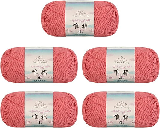 Susan's Family 4 ply 60% Cotton 40% Acrylic Yarn - Soft & Durable - 5 x 50g (1.76oz) - 655 Yards for Knitting & Crocheting - Baby Blankets, Amigurumi, Sweaters & More