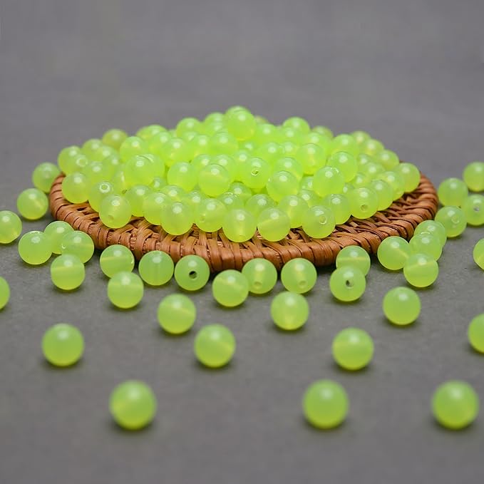 bonny boxx 1000pcs 6mm jelly light green acrylic round beads, smooth transparent acrylic balls, plastic resin gumball bubblegum chunky beads for necklace & bracelet making, crafting supplies