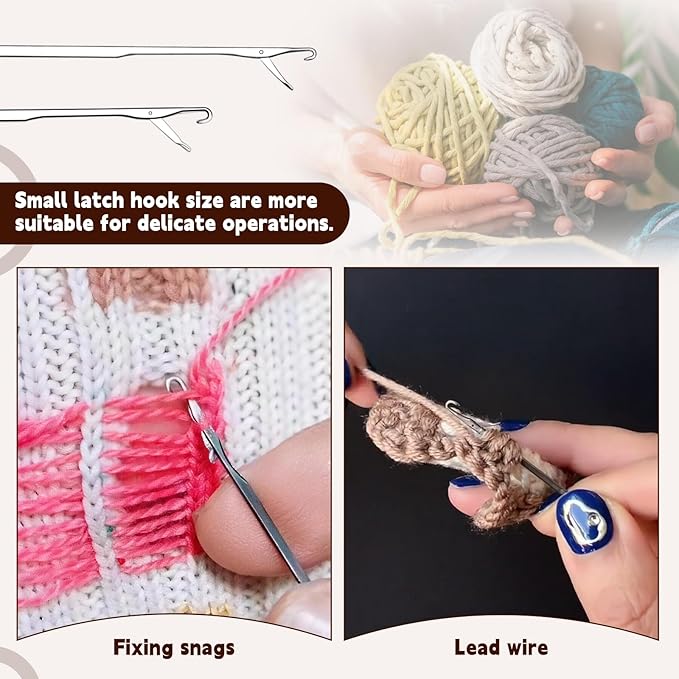 BALDCC 5 PCS Latch Hook, Crochet Hooks for Hair, Latch Hook Kit for Rug Making, Braiding, and Crochet Craft