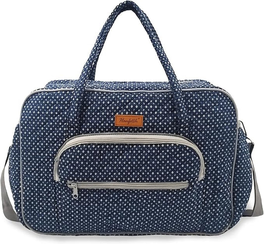 Yarn Storage Organizer, Knitting Crossbody Bag, Large Crochet Tote Bag Yarn Holder Case for Carrying Projects, Knitting Needles, Crochet Hooks and Other Accessories (Navy Disty)
