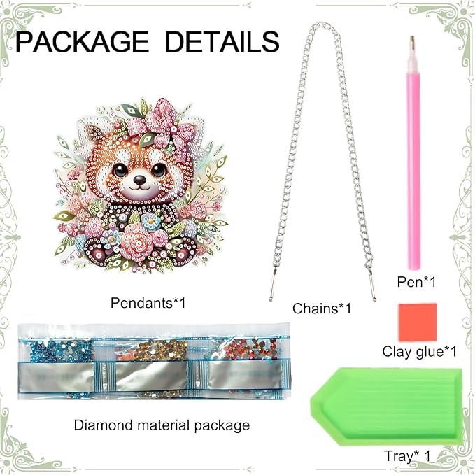 AiYuanzsh Diamond Painting Hanging Pendant Kits Red Panda DIY Crystal Rhinestone Wreath Kits, Colored Point Crystal Diamond Art Window Pendants Home Garden Wall Door Birthday Festival Gifts