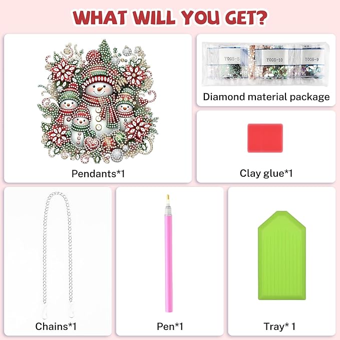 Bowetile Christmas Diamond Art Hanging Kits for Adults, Diamond Art Suncatchers Snowman, 5D Special Shape Diamond Painting Pendant Window Ornament Christmas Gifts for Home Door Wall Decor