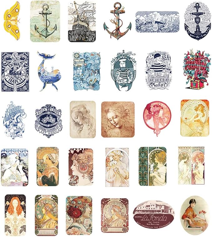 Doraking 200PCS Middle Size Vintage Theme Scrapbook Washi Stickers for Scrapbooking Diary Decoration (Retro Themed)
