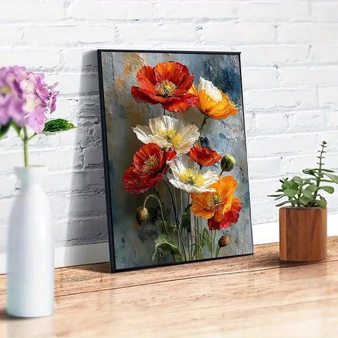 Diamond Art Painting Kits for Adults Beginners, DIY Diamond Painting Kits for Flowers,5D Full Drill Diamond Flowers Painting Kits for Home Wall Decor 12x16 Inch