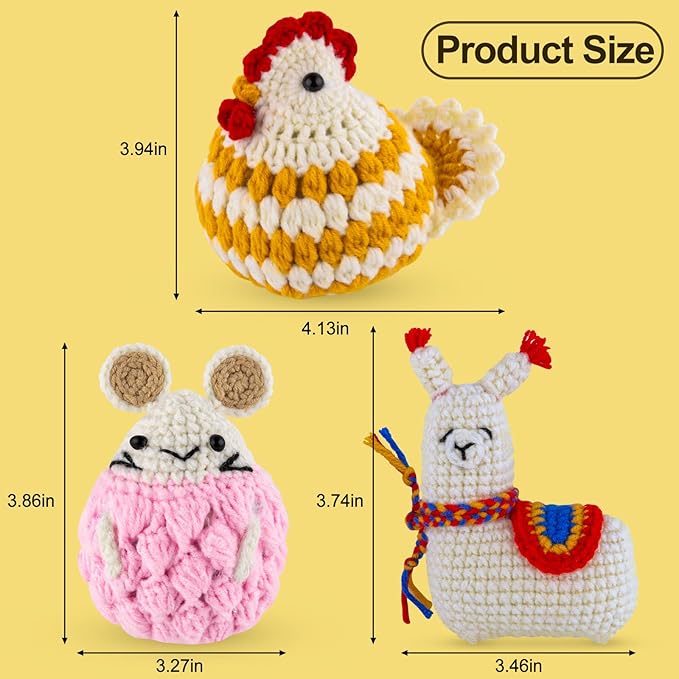 XSEINO Crochet Kit for Beginners - Crochet Start Kit with Step-by-Step Video Tutorials - Learn to Crochet Kits for Adults - Alpaca, Hamster, Chubby Chicken