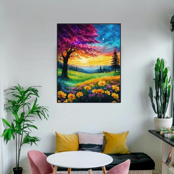 Paint By Numbers Kit For Adults, Scenery Paint By Numbers,Tree Painting By Numbers For Adults, Diy Oil Painting For Kids, Without Frame Paint By Number On Canvas For Gift Home Wall Decor(16x20inch)