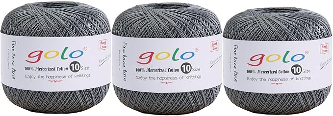 golo 3 Balls Crochet Thread Size 10 Crochet Yarn for Hand Knitting 517