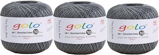 golo 3 Balls Crochet Thread Size 10 Crochet Yarn for Hand Knitting 517