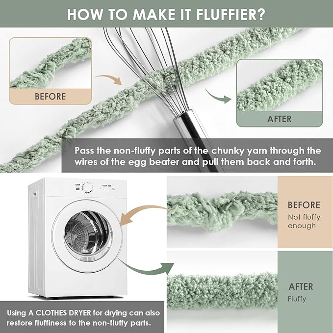 Jumbo Chenille Chunky Yarn for Crocheting - Super Bulky Fluffy Chunky Yarn for Hand Knitting - Extra Thick Soft Blanket Big Yarn 6 Jumbo Pack (27yds,8 oz Each Skein)