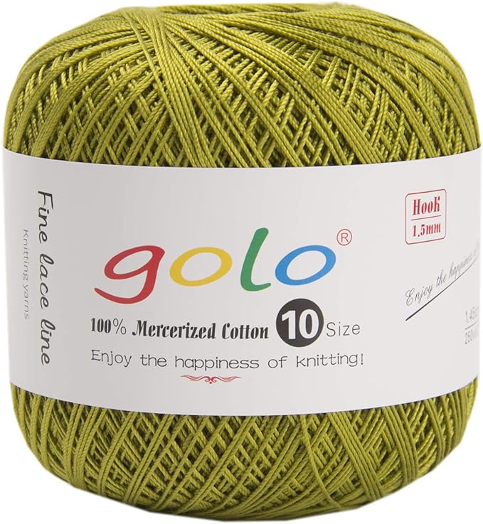 golo Crochet Thread for Begingers Size10 Army Green 808