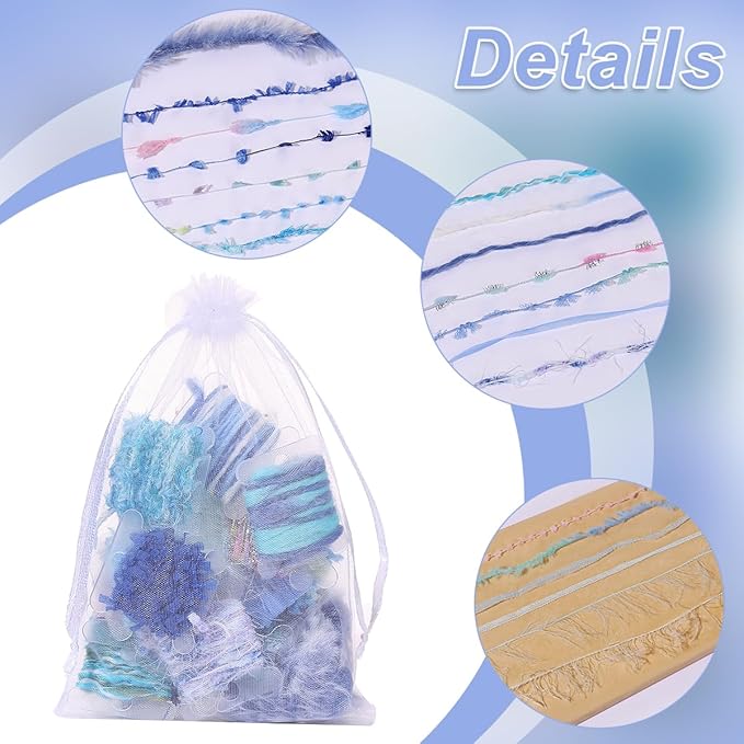 20 Pcs of 2-Yard Original Art Yarns - for DIY Art Yarns for Jewelry Making, Junk Magazines, Knitting, Crafts, Textile Decorative, Tassels, Vintage Yarn Card Making (Blue)
