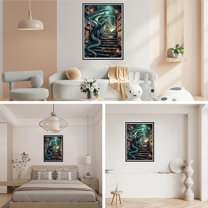 SENQAO Dragon Diamond Art Kits for Adults, Book Dragon Diamond Painting Kits for Beginners, 5D Book Diamonds Painting, DIY Full Drill Gem Art Crafts Kit Home Wall Decor Gifts 12x16 inch
