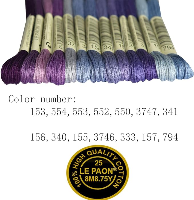 Premium Rainbow Color Embroidery Floss - Cross Stitch Threads - Friendship Bracelets Floss - Crafts Floss - 14 Skeins Per Pack Embroidery Floss, Dark Delft Blue Gradient