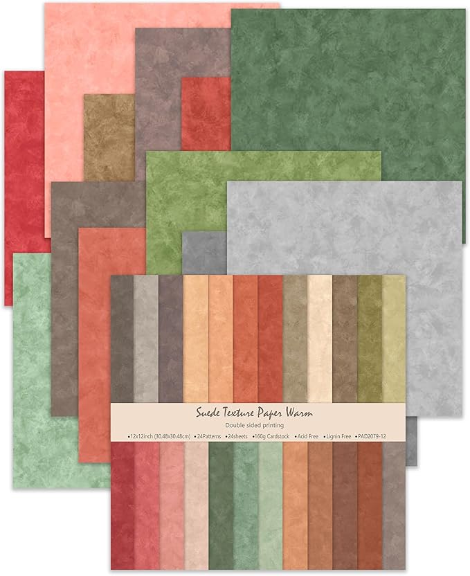 24 Sheets Scrapbook Paper 12" Double-Sided Photo Backdrop Patterned Craft Paper 160gsm for Junk Journals Greeting Cards Album Decoration(Boho Design A)
