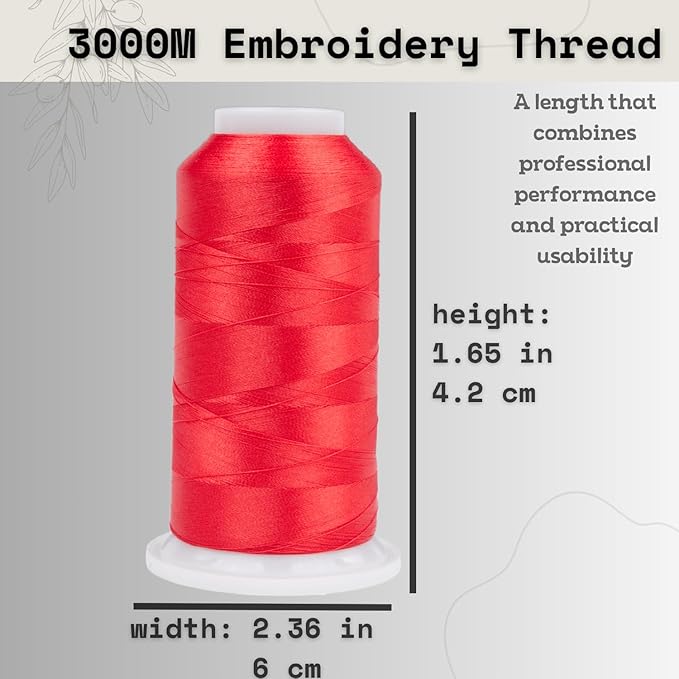 Simthread 6 Spools Embroidery Thread Set, 3000 Yards 40WT 100% Polyester Trilobal Machine Thread for Professional & Home Use, Compatible with Brother, Singer, Janome & More, Red Pink Series
