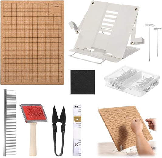 106 PCS Macrame Board Set, with 12x16 Inch Macrame Board Adjustable Holder with T Pins Double Sided Grids Bracelet Making Board with Brush Scissor Ruler Tools for Braiding Cording Creating (A)