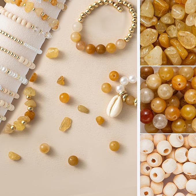 xylise jewelry making supplies kit natural stone beads for irregular natural stone with for diy craft bracelet necklace earrings for adults (topaz)