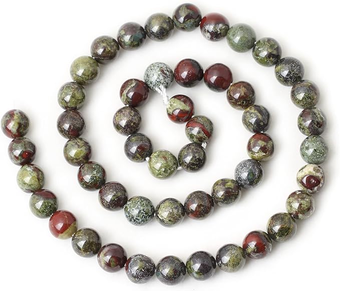 cheavian 45pcs 8mm natural dragon blood jasper gemstone round loose beads for jewelry making 1 strand 15"