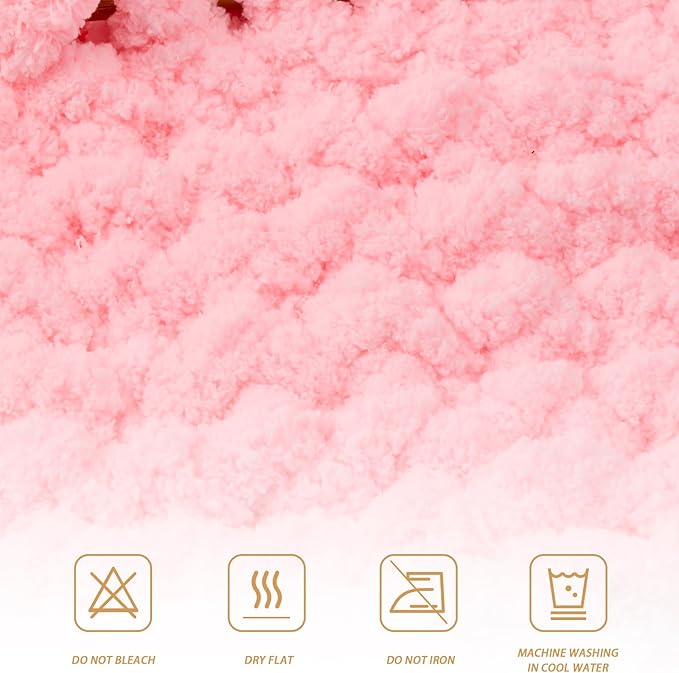 Chunky Chenille Yarn for Crocheting/Arm Knitting, Super Soft Jumbo Knit Blanket Yarn Pink 8 Pack (32 yds, 8.5 oz Each Pack)