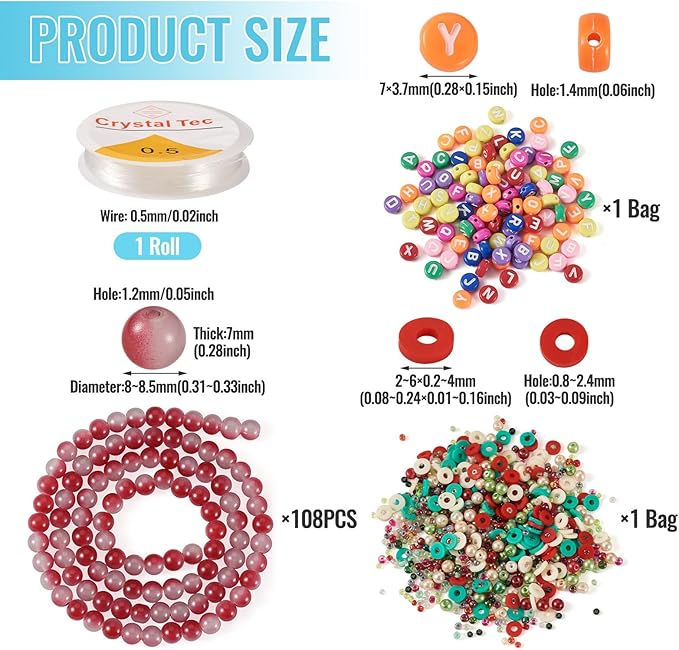 Spritewelry Friendship Bracelet Making Kit with Glass Seed Beads 8mm Red Clay Beads Bracelet Making Kit for Adults Letter Bead for Jewelry Making DIY Crafts Gift Supplies 1 Bag