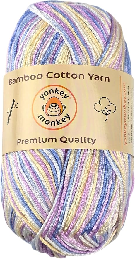 10-Pack of Yonkey Monkey 500 Grams Yarn - 70% Rayon derived from Bamboo, 30% Cotton - Imported - Purple Mix 9043