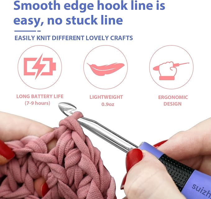 Counting Crochet Hook Set Digital, Crochet Kit with 22 Different Size Interchangeable Crochet Needle, Light Up Crochet Hooks for Stitch & Row Counter, Ergonomic Crochet Hooks with 2 Levels Led