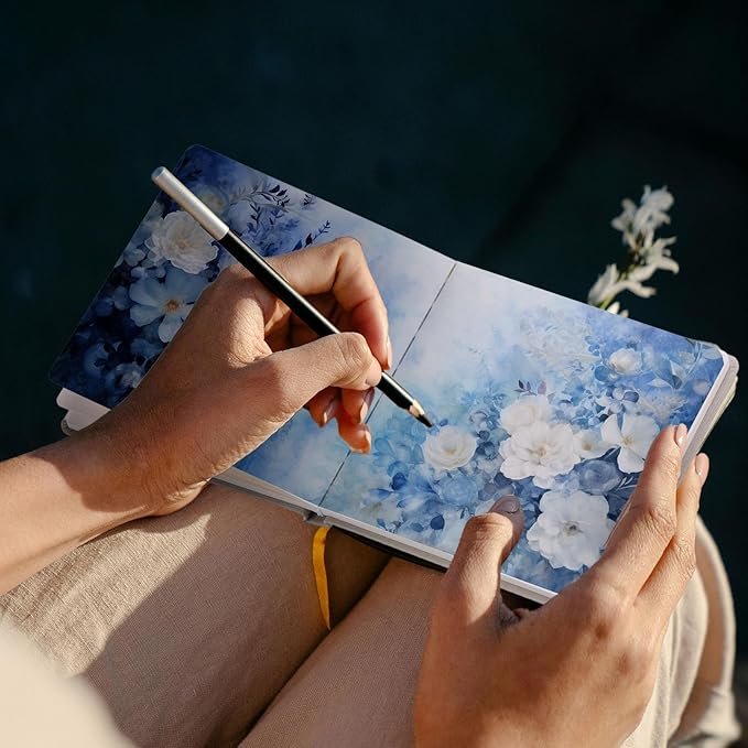 Dispowreath 5.5 x 5.5 in Watercolor Sketchbook Journal Square Watercolor Notebook Cold Press 140lb 300gsm Cotton Paper 48 Pages Journals Notebook Paper Pads(Milky White)
