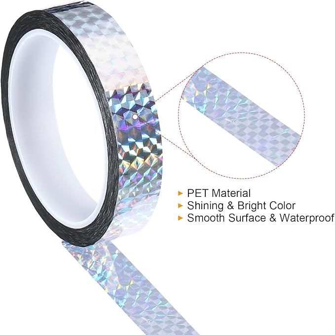 PATIKIL Prism Tape 0.8 Inch x 55 Yards, Holographic Metalized Reflective Adhesive for Detailing Accent Wall Decor Art, Silver