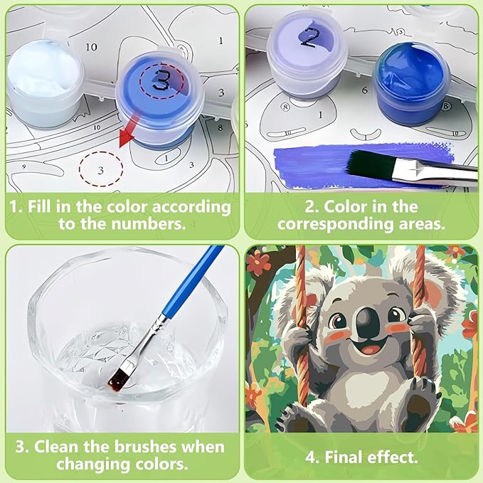 Reivworl Paint by Numbers Kit for Kids - with Frame and Easel, Koala Paint by Number Kids Age 6-8-12 Boys Girls, Paint by Numbers for Gifts and Decor (9.5X12Inch)