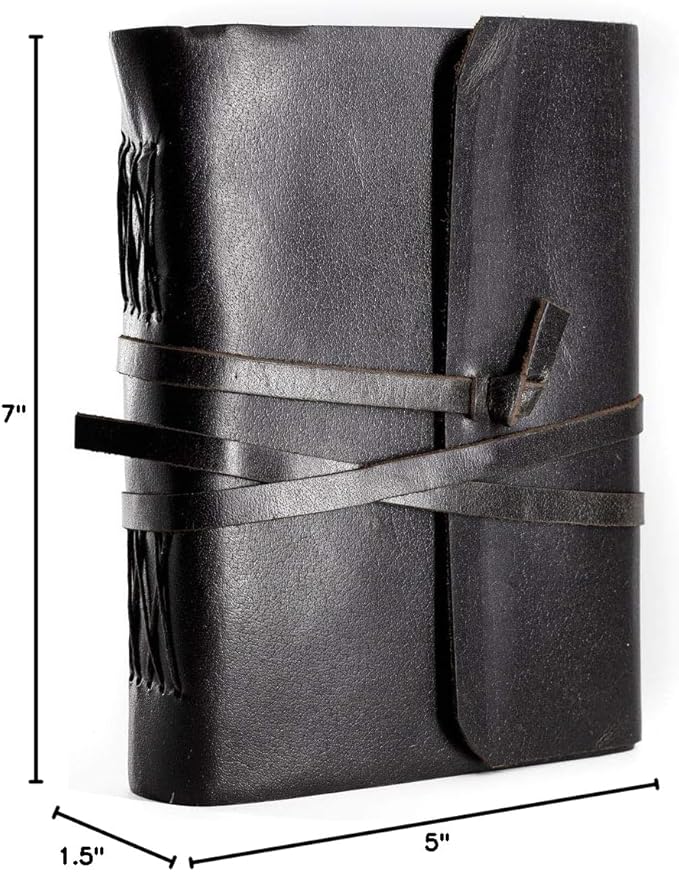 KomalC Handmade Leather Journal | Writing Notebook Diary | Bound Daily Notepad For Men & Women Unlined Paper Medium, writing pad for artist, sketch