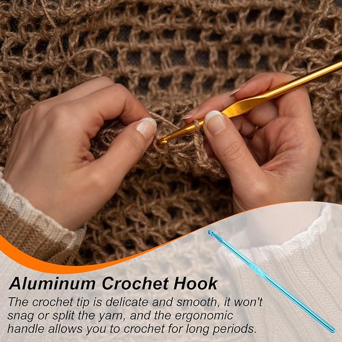 uxcell Aluminum Crochet Hook 5mm US Size H (Size 8) Knitting Needles for DIY Craft Yarn Blue 10Pcs
