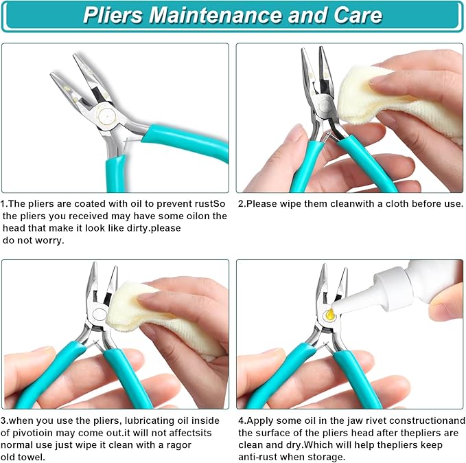 Jewelry Pliers and Jump Rings Set, Needle Nose Round Nose Wire Cutters Chain Pliers for Bracelet, Necklace Jewelry Repair Supplies Kit