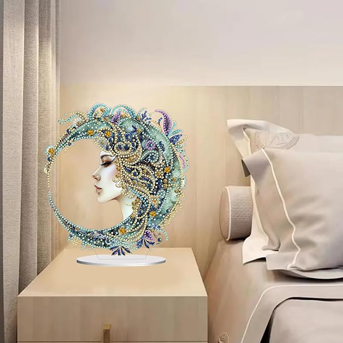 hyzsj DIY Diamond Desktop Ornament, Crystal Diamond Art Painting Tabletop Ornaments Single Sided, Diamond Ornament for Adult Beginner Home Office Decor Crafts Gift（7.9x7.6inch）