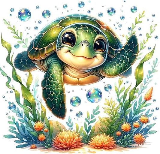 sea turtle cross stitch kits for adults beginner,counted cross stitch kits printed stitching cute patterns dimensions needlepoint art crafts embroidery kits for adults beginners (13.7x13.7 inch)