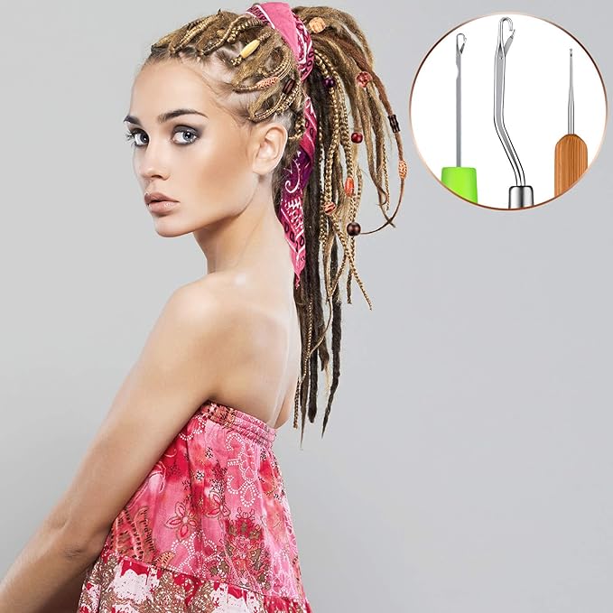 9 Pieces Crochet Hook for Hair Different Sizes Latch Hook Interlocking Tool Crochet Hair Needles Dreadlock Accessories