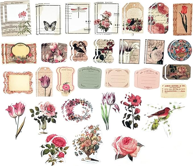 Esweny 200PCS Vintage Scrapbooking Supplies Kit for Journaling, Scrapbook Sticker Paper Pack for Junk Journal Planners Aesthetic Cottagecore Room Decor Wall Art Collage Album