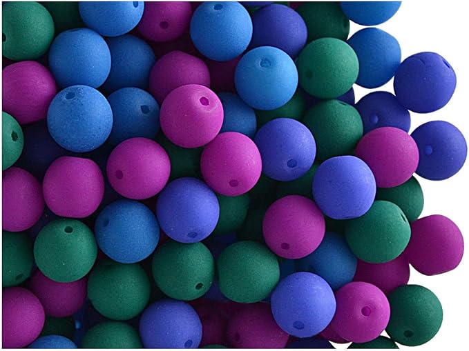 SCARA 200 pcs Czech Glass Round Beads 0.24 inches (6mm), Dark NEON (UV Active) Glass Beads for Jewelry and Bracelets Making, Beads for Bracelets, Bead kit Dark NEON Mix