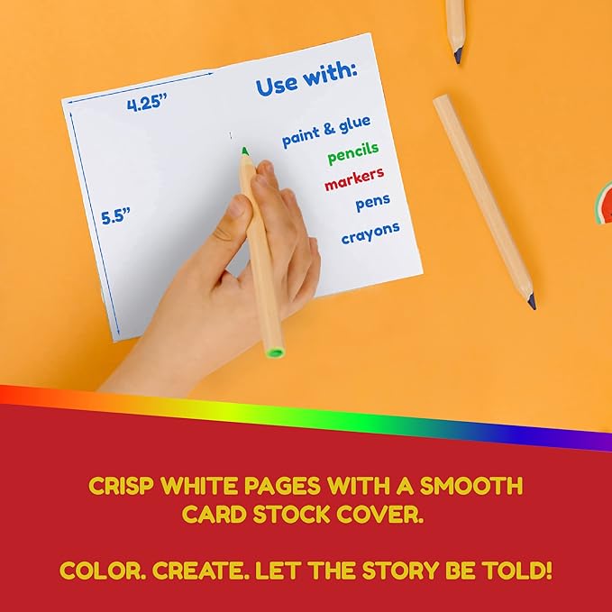 hygloss blank books - bulk 20 pack – 4.25" x 5.5" a6 white paperback blank books for kids to write stories, doodle, arts & crafts – plain drawing sketchbook, unlined journal, notebook without lines
